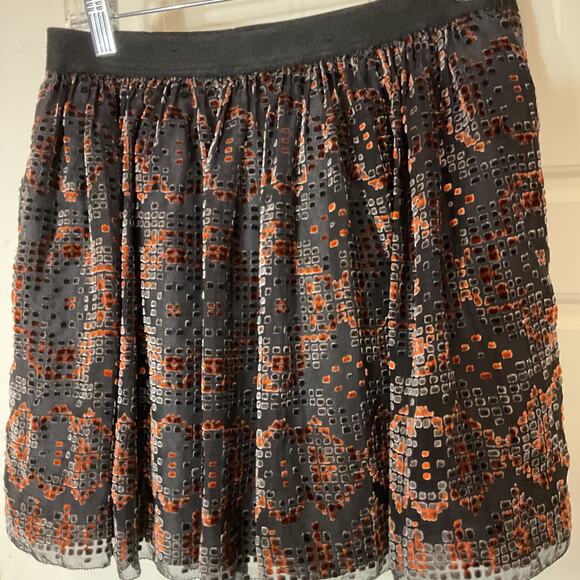 Fossil Black Milti Color Semi Sheer Lined Elastic Waist Mini Skirt S - Picture 2 of 8